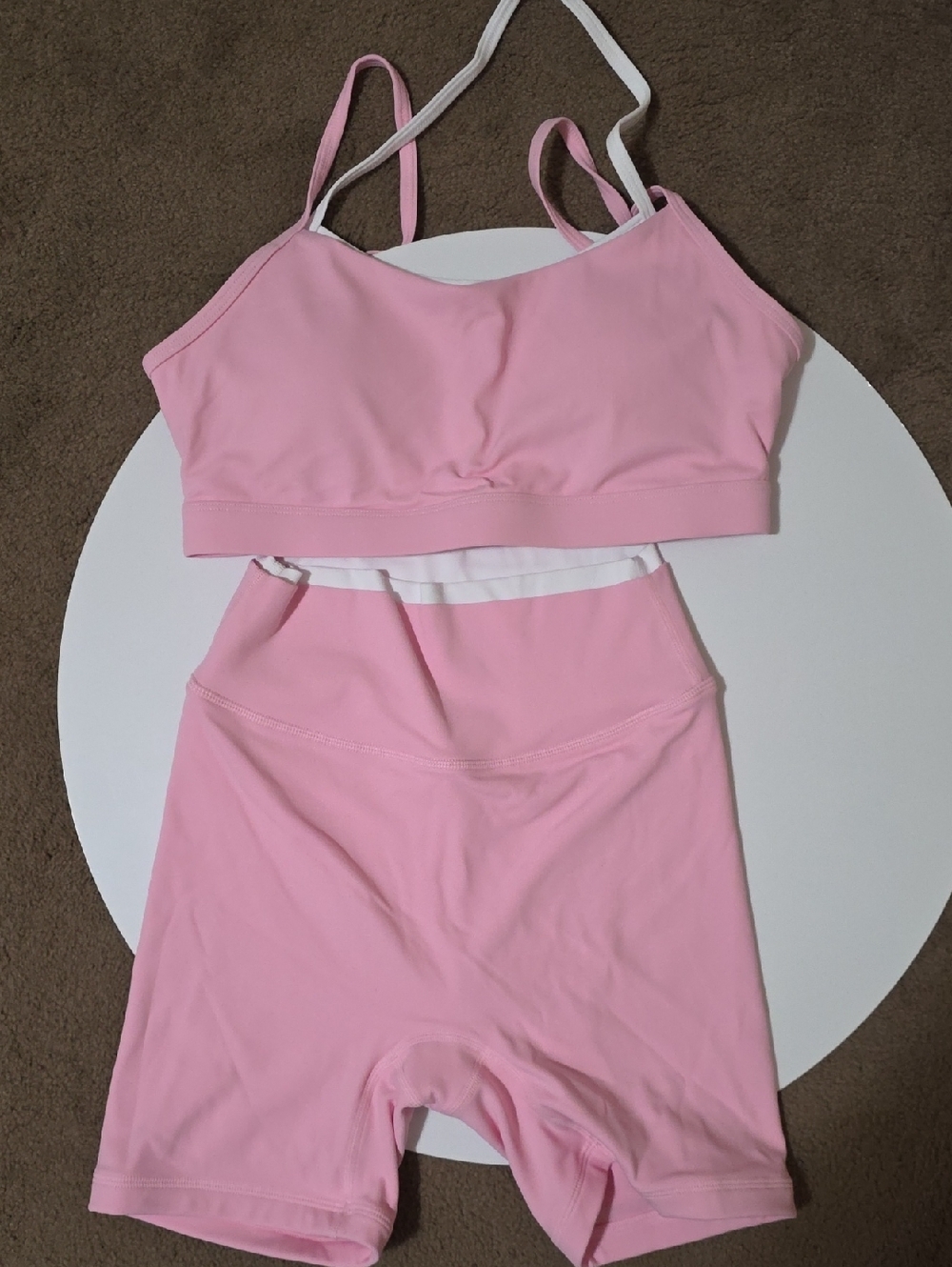 Women's Light Pink Seamless Sports Bralette & Bike Shorts Set